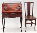 MAHOGANY SLANT FRONT DESK AND CHAIR