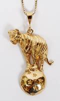 14KT YELLOW GOLD CHAIN W TIGER PENDANT