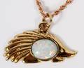 14KT GOLD ROPE STYLE NECKLACE W AN OPAL PENDANT