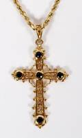 14KT GOLD ROPE STYLE NECKLACE W CROSS PENDANT