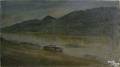 American oil on canvas primitive river landscape