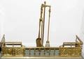 RENAISSANCE STYLE BRASS FIREPLACE FENDER  TOOLS