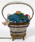 CZECH GLASS FLOWER BASKET FORM LAMP C 1930
