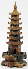 CHINESE SOAPSTONE CARVED TEMPLE W BASE