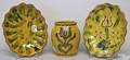 Three pcs of Lester Breininger sgraffito decorated redware
