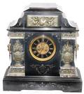 FRENCH EMPIRE STYLE BLACK MARBLE MANTEL CLOCK