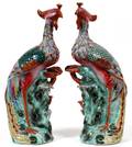 CHINESE PORCELAIN PHOENIX BIRDS PAIR