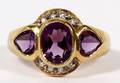 14KT YELLOW GOLD AMETHYST  DIAMOND RING