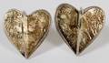 14KT GOLD  STERLING HEART EARRINGS PAIR