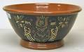 Massive Breininger Pottery slip and sgraffito decorated redware bowl