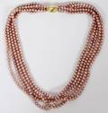 5STRAND PEARL NECKLACE W 14KT YELLOW GOLD CLASP