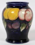 WILLIAM MOORCROFT PLUM POTTERY VASE MID 20TH C