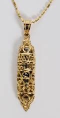 14KT YELLOW GOLD NECKLACE W MEZUZAH PENDANT