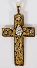 14KT YELLOW GOLD  DIAMOND CROSS PENDANT