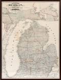 GEORGE CRAM MICHIGAN RAILROAD MAP 1878