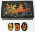 RUSSIAN PALEKH SCHOOL LACQUER BOX  PINS 4 PCS