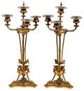 RENAISSANCE REVIVAL METAL 3LIGHT CANDELABRA PAIR