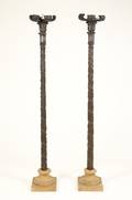 Pair of Baroque Walnut Pricket Candlesticks