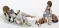 LLADRO PORCELAIN FIGURES OF GIRLS W PETS TWO