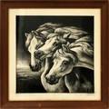 DRAWING H 18 W 18 THREE HORSES