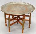 MIDDLE EASTERN COPPER  PEWTER TRAY TOP TABLE