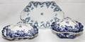 ENGLISH BLUE TRANSFER PLATTER  SERVING BOWLS