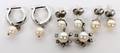 14KT WHITE GOLD  PEARL EARRINGS 3 PAIRS