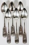 JOSEPH SEYMOUR STERLING TEASPOONS C 1880 SET OF 6