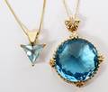 14KT GOLD CHAINS W TOPAZ PENDANTS TWO