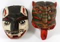 AFRICAN CARVED MASKS TIGER  CAT 2 PCS