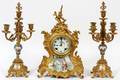 SEVRES STYLE CLOCK AND CANDELABRA GARNITURE