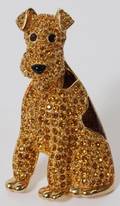 SWAROVSKI BROOCH AIREDALE DOG JEWELED AND ENAMEL
