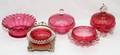 VICTORIAN CRANBERRY GLASS BOWLS 19TH C FIVE