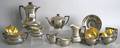 Silver resist luster tea service by Stoke on Trent