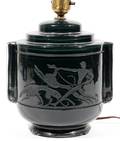 ART DECO BLACK GLASS LAMP