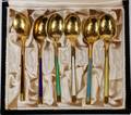 MEKA DANISH STERLING  ENAMEL SPOONS MID 20TH C