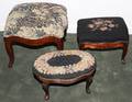 CARVED MAHOGANY  NEEDLEPOINT FOOT STOOLS