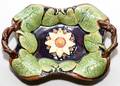 MAJOLICA DOUBLEHANDLED TRAY LATE 19TH C