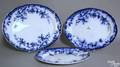 Three matching Devon flow blue platters
