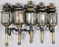 OIL FIRED COACH CYLINDRICAL LANTERNS 19TH C FIVE