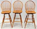 NICHOLAS STONE CO CHERRY WOOD BAR STOOLS THREE