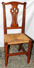 ANTIQUE MAHOGANY SIDE CHAIR W RUSH SEAT