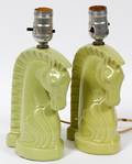 ART DECO STYLE GLAZED POTTERY FIGURAL BOUDOIR LAMPS