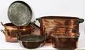 ANTIQUE COPPER BOILERS  PANS 6 PCS