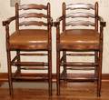 WALNUT LADDERBACK BAR CHAIRS PAIR