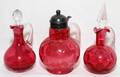 VICTORIAN CRANBERRY GLASS CRUETS  SYRUP JUG