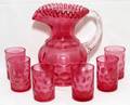 VICTORIAN GLASS LEMONADE PITCHER  TUMBLERS