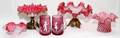 VICTORIAN CRANBERRY GLASS COMPOTES VASES  MUGS