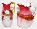 VICTORIAN PEACHBLOW GLASS PITCHERS 19TH C TWO
