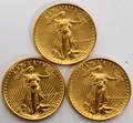 US 5 GOLD COINS LIBERTY MCMLXXXVI MCMXC